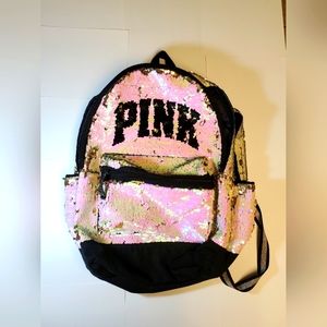Large Victoria's Secret PINK Backpack Pink and Gold Sequins